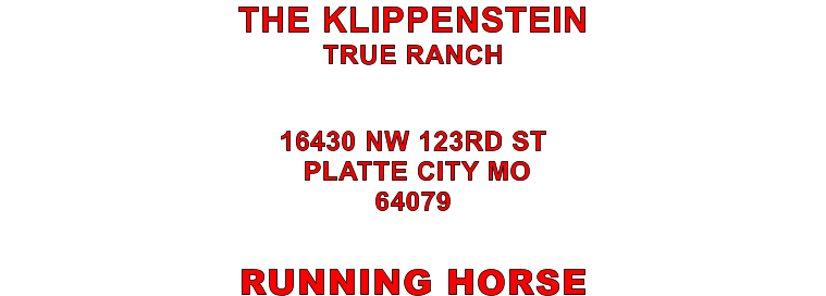 RUNNING HORSE 16430 NW 123RD ST  PLATTE CITY MO 64079 THE KLIPPENSTEIN TRUE RANCH