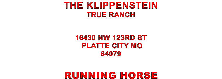 RUNNING HORSE 16430 NW 123RD ST  PLATTE CITY MO 64079 THE KLIPPENSTEIN TRUE RANCH